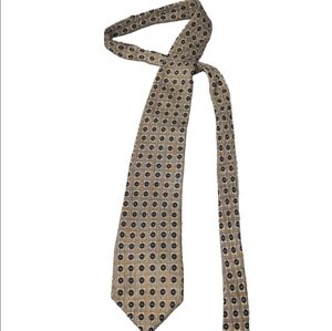 Vintage Chaps Ralph Lauren 70h Men's Silk Yellow and Navy Geometric  Neckcktie